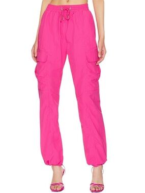 Superdown Revolve Amata Hot Pink Parachute Cargo Pants size medium